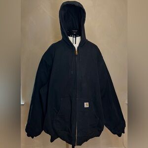 Carhartt Men's Full-zip lined Hooded Black Canvas Jacket J131, USA|Size:3XL Tall